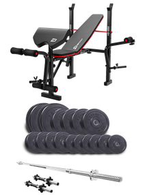 Набір Elitum Titan 68кг з лавою HS-1055 Pro, штангою та гантелями