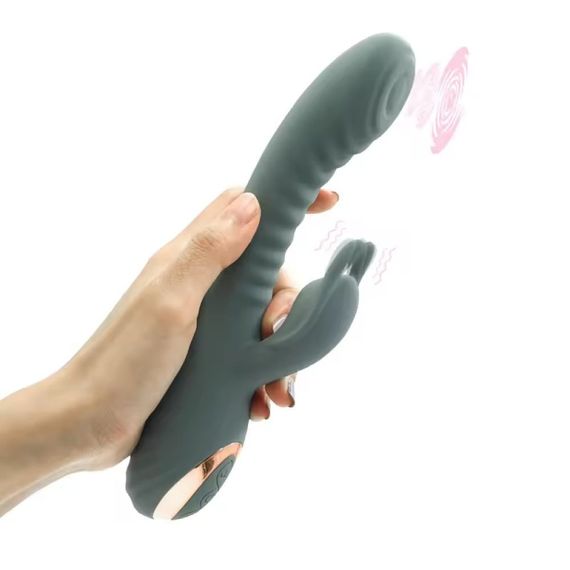 Вібратор з римінгом для точки G та кліторальним відростком Sweet Em Velvet Lure. зелений Sex Aura | Зображення 3