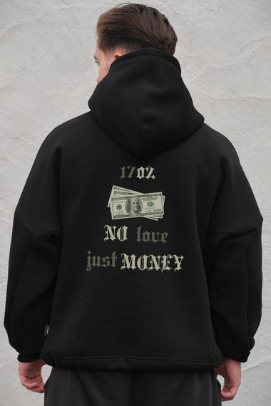 Оверсай худі толстовка на флісі з капюшоном та принтом Without Dollar black