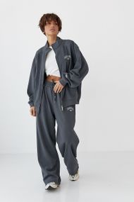 Зимовий спортивний костюм з написами - темно-сірий цвет, S/M (є розміри)