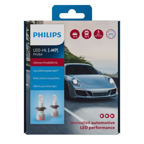 Комплект світлодіодних ламп PHILIPS H7 (PX26d) 11972U92X2 LED Ultinon Pro9200 +400% 12/24V | Зображення 2