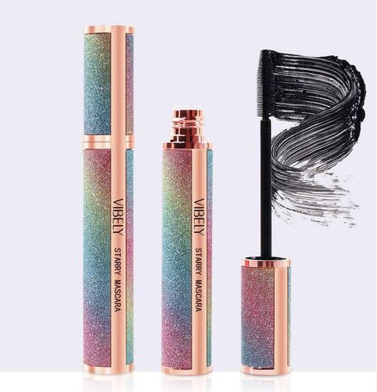 Водостійка туш для вій з ефектом нарощених вій VIBELY в блискучому тубусі