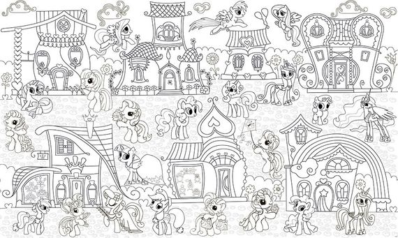 Обои-раскраски Домики пони 60*100 C-100010