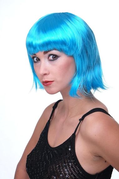 Перука жіноча яскраво-блакитна короткий боб каре, синтетичне волосся для карнавалу, Гелловіна, вечірок косплей Блакитна | Зображення 2