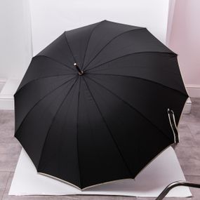 Класична парасолька-тростина з чохлом напівавтомат з поліестеру міцна надійна 12спиць діаметр 120 см Чорний HP-23-16B