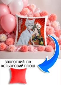 Подушка плюшева Мерч Крафт Дизайн з принтом аніме томое нанами червоний плюш квадратна 33х33 см