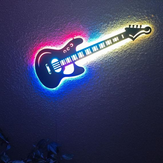 Панно декоративная картина на стену Гитара LED-SMART 16 цветов пульт 742х250 acr-p000107 | Зображення 3