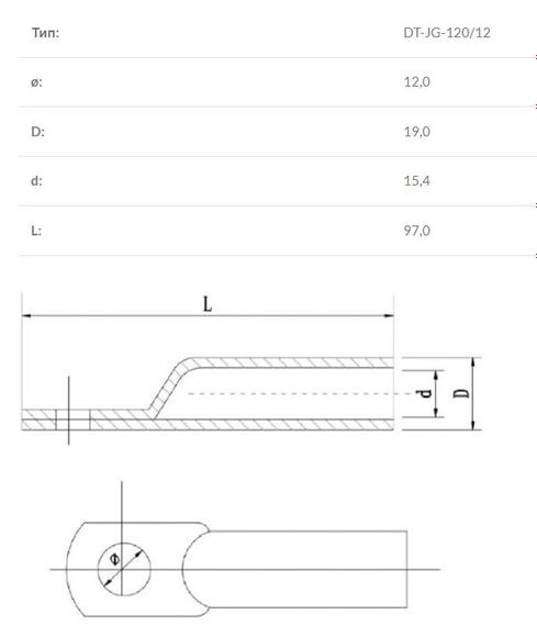 Наконечник медный луженый DTJG-120/12 Ny95502305 | Зображення 1