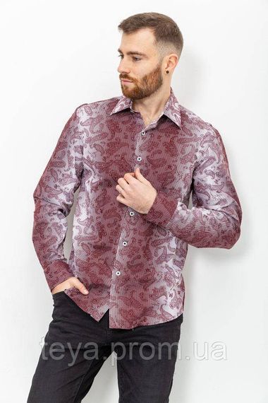 Сорочка чоловіча в смужку, колір біло-бордовий, розмір XXL FA_003843