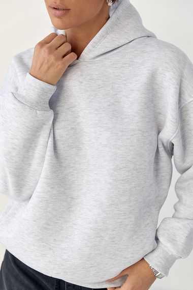 Тепле однотонне худі - світло-сірий цвет, L (є розміри) | Зображення 3
