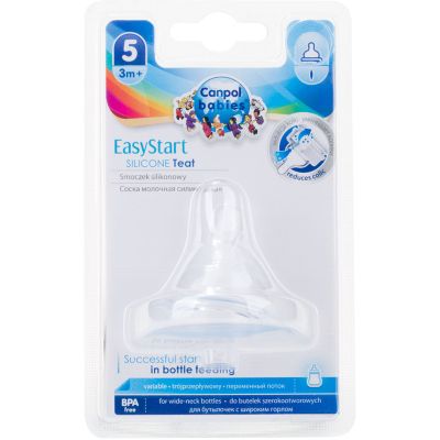 Соска Canpol babies EasyStart силиконовая с широким горлышком, 3-х позиционная 1 шт. (21/724) | Зображення 1