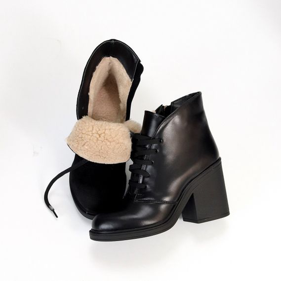 Шикарные кожаные зимние ботильоны на среднем устойчивом каблуке | Зображення 4