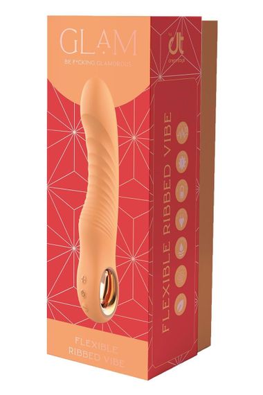 Вибратор ребристый Dream Toys Glam Flexible Ribbed Vibe, оранжевый Sex Aura | Зображення 3