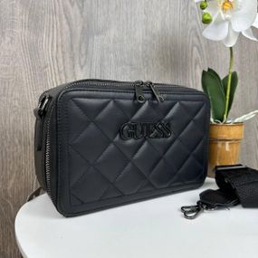Сумка жіноча маленька через плече стильна крос-боді чорна стьобана