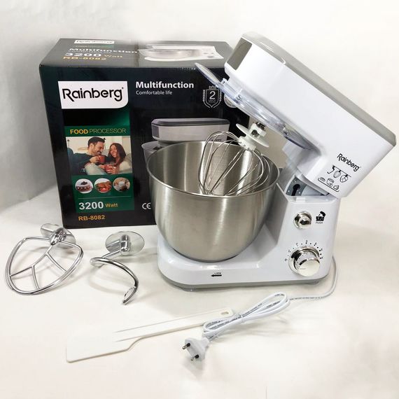 Миксер планетарный комбайн Rainberg RB-8082 3200 Вт, Миксер для теста на хлеб, Хороший бытовой тестомес KG-88 | Зображення 1