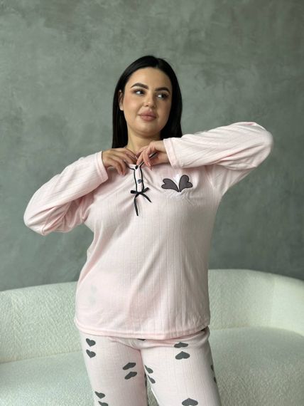 Тепла рожева  піжама в розмірі PLUS SIZE | Зображення 4