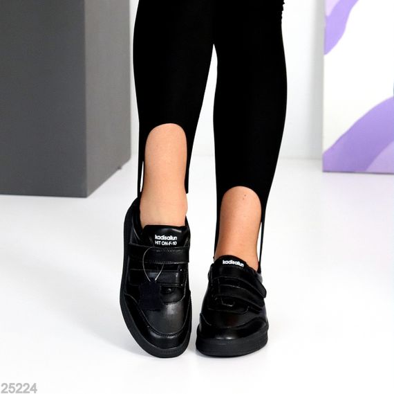 Повсякденні чорні кеди на липучках натуральна шкіра в асортименті | Зображення 1