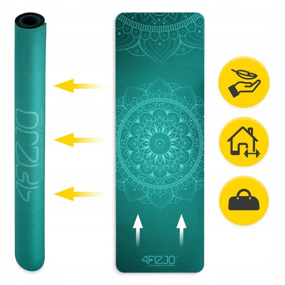 Килимок (мат) спортивний 4FIZJO замша 183 x 61 x 0.15 см для йоги та фітнесу Green (P-5905973404396) | Зображення 5