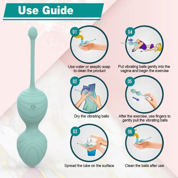 Набір вагінальних віброкульок Every Night Toys Hailey, 4 шт, з дистанційним пультом, бірюзовий Sex Aura | Зображення 8