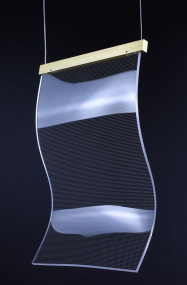 Люстра світлодіодна підвісна LED світильник для квартири на стелю лед 26907 Латунь 45-200х5х30 см. | Зображення 5