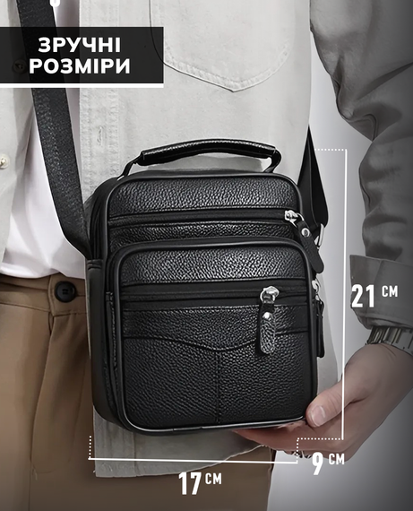 Чоловіча сумка-барсетка шкіряна чорна Tiding Bag 75003 | Зображення 3