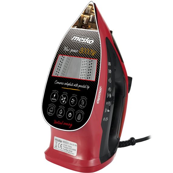 Праска Mesko MS 5031 red 3000Вт/ 400 мл/ кераміка/ ''Крапля-стоп''/автовимкнення/ червона | Зображення 9