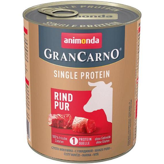 Вологий корм для дорослих собак Animonda GranCarno Single Protein яловичина 800 г (4017721824323)