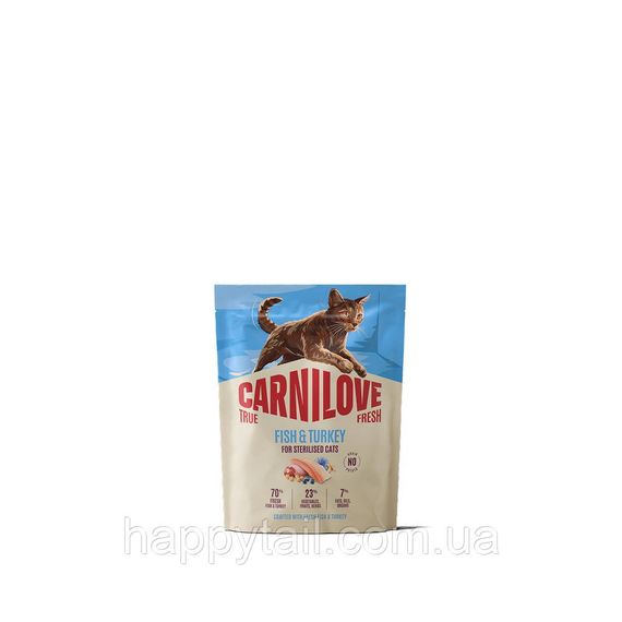 Беззерновий сухий корм Carnilove True Fresh для стерилізованих котів риба та індичка 400 г (арт. 173684)