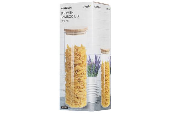 Банка для хранения Ardesto Fresh, круглая, 1300 мл, стекло, бамбук (AR1313BLR) | Зображення 1