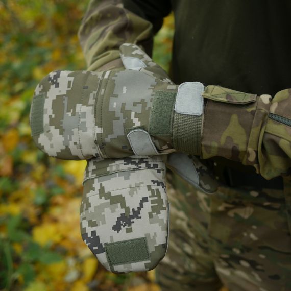 Тактические утепленные зимние перчатки Softshell пиксель L | Зображення 7