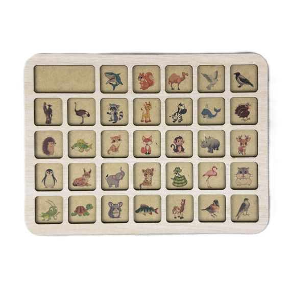 Дерев'яний пазл-вкладиш "Звірята" 3240-04-001 розмір 33х25 см | Зображення 1
