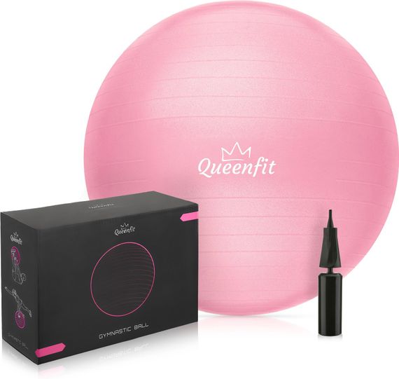 Фитбол Queenfit 65см светло-розовый + насос