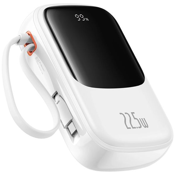 УМБ Baseus Qpow Pro+ 20000mAh 22,5W,1xLightning,1xUSB-A,1xType-C,with built-in USB-C Cable White | Зображення 5