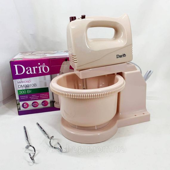Ручной миксер с насадками Dario DM3010B 300 Вт, Миксер с скоростями и насадками Домашний XQ-47 | Зображення 6