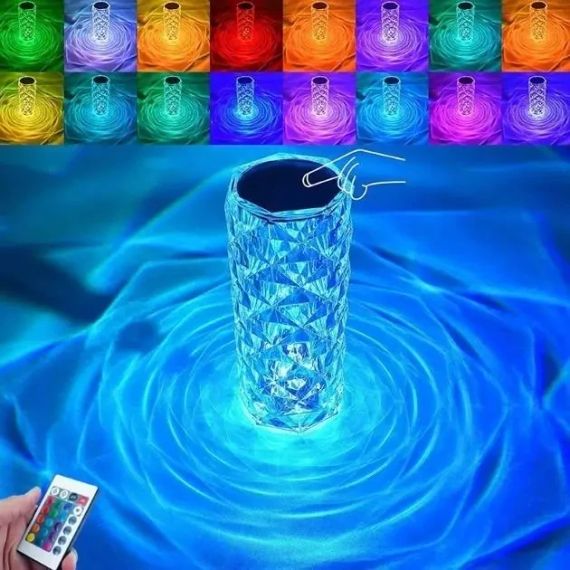 Настольная лампа Роза с пультом RGB Crystal Rose. Проекционный светильник-торшер ночник rose diamond table lamp кристалл | Зображення 3