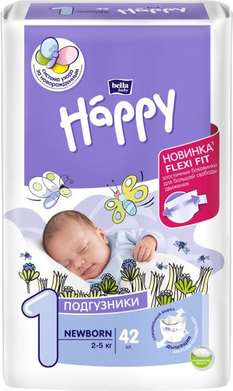 Підгузники дитячі Bella Baby Happy Newborn 2-5 кг 42 шт (5900516600693)