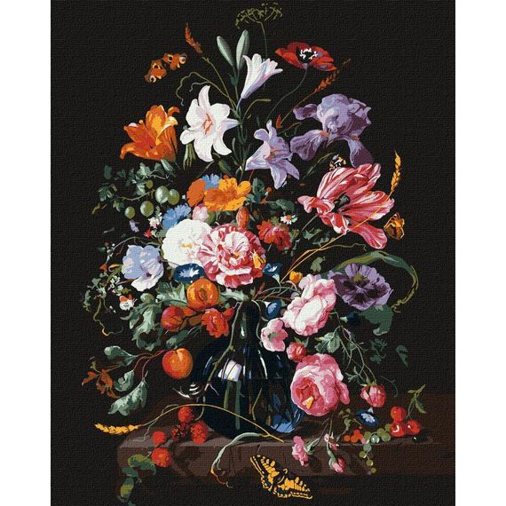 Картина за номерами "Ваза з квітами та ягодами"© Jan Davidsz. de Heem Ідейка KHO3208 40х50 см