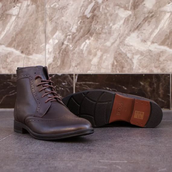 Коричневі зимові броги для чоловіків — 42 розмір стильні черевики | Зображення 1