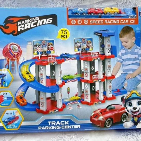 Игрушечный трек парковки Childrens Rail Car MH2004 Щенячий патруль 75 деталей 3 машинки | Зображення 1
