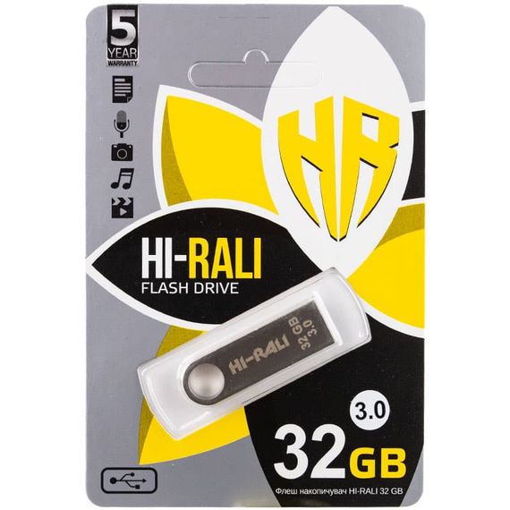 Флеш-накопичувач Hi-Rali Shuttle USB 3.0 Срібна серія — 32GB Срібний