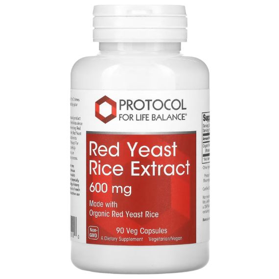 Червоний рис Protocol for Life Balance Red Yeast rice Extract 600 mg 90 Veg Caps