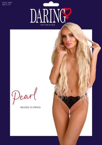 Стрінги з перлами S/M Daring Intimates, чорні | Зображення 4