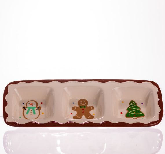 Менажниця порцелянова Merry Christmas на 3 секції 30×11×2.5 (см) прямокутна CR-1-41 | Зображення 3