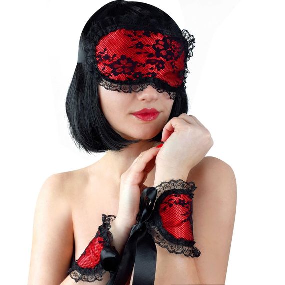 Кружевная маска на глаза с наручниками Art of Sex – Mask and Handcuffs Sex Aura