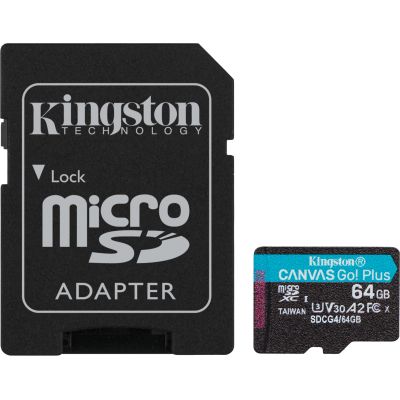 Карта памяти Kingston 64GB microSDXC сlass 10 UHS-I U3 V30 A2 Canvas Go Plus G4 (SDCG4/64GB)
