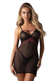 Прозора сорочка Obsessive Novenes chemise Чорна XS/S