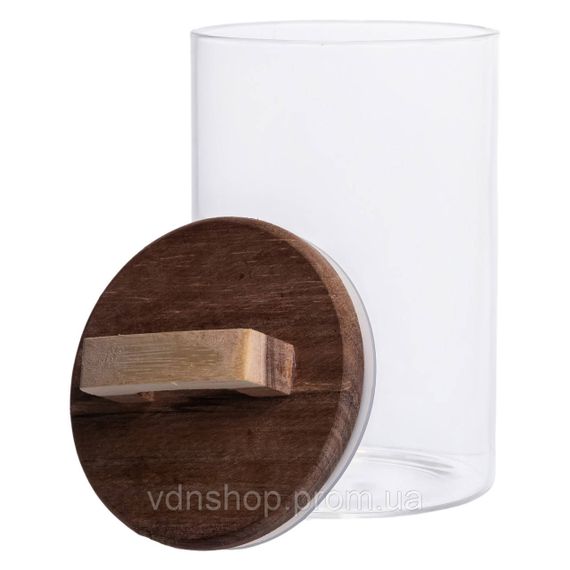 Высокая стеклянная банка 1,5 л с бамбуковой крышкой для хранения круп и продуктов | Зображення 2