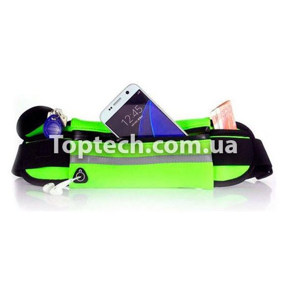 Сумка для бега на пояс RunningBag с карманом на бутылку Зеленый