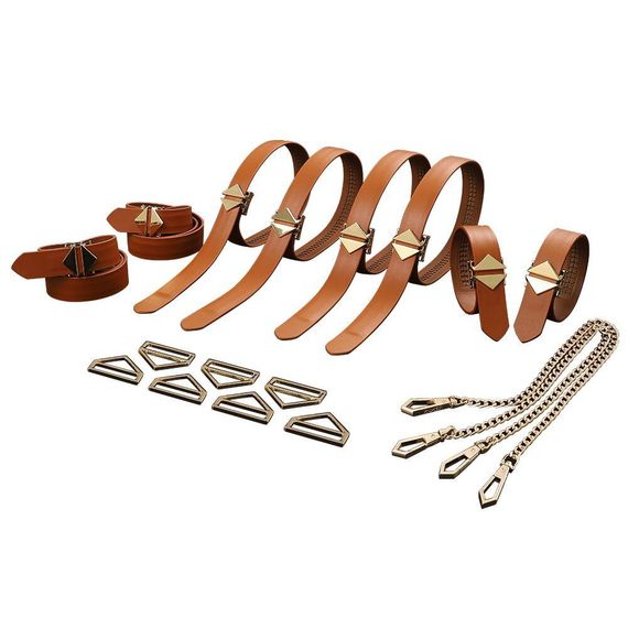Набір із 8 ременів для зв'язування LOCKINK 8-Bondage-Straps Restraint Set — Brown Sex Aura