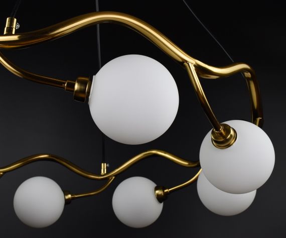 Люстра підвісна на 8 лампочок 26856 Латунь 40-140х65х65 см. | Зображення 5